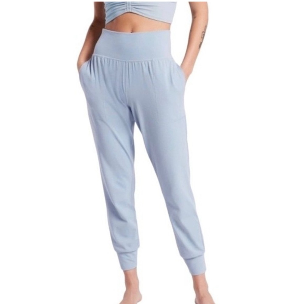 Athleta Blue Gray Salutation Joggers.  Size Large Tall